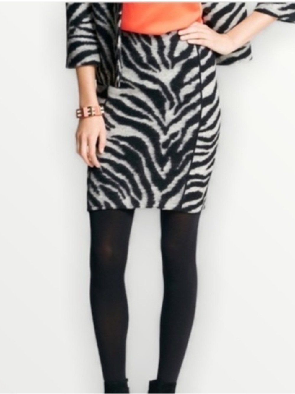 ANN TAYLOR Zebra Print Wool Blend Skirt sz 4 NWT - Picture 2 of 10